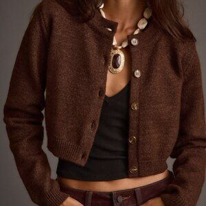12th Tribe Teresa Mocha Cropped Cardigan Size MM